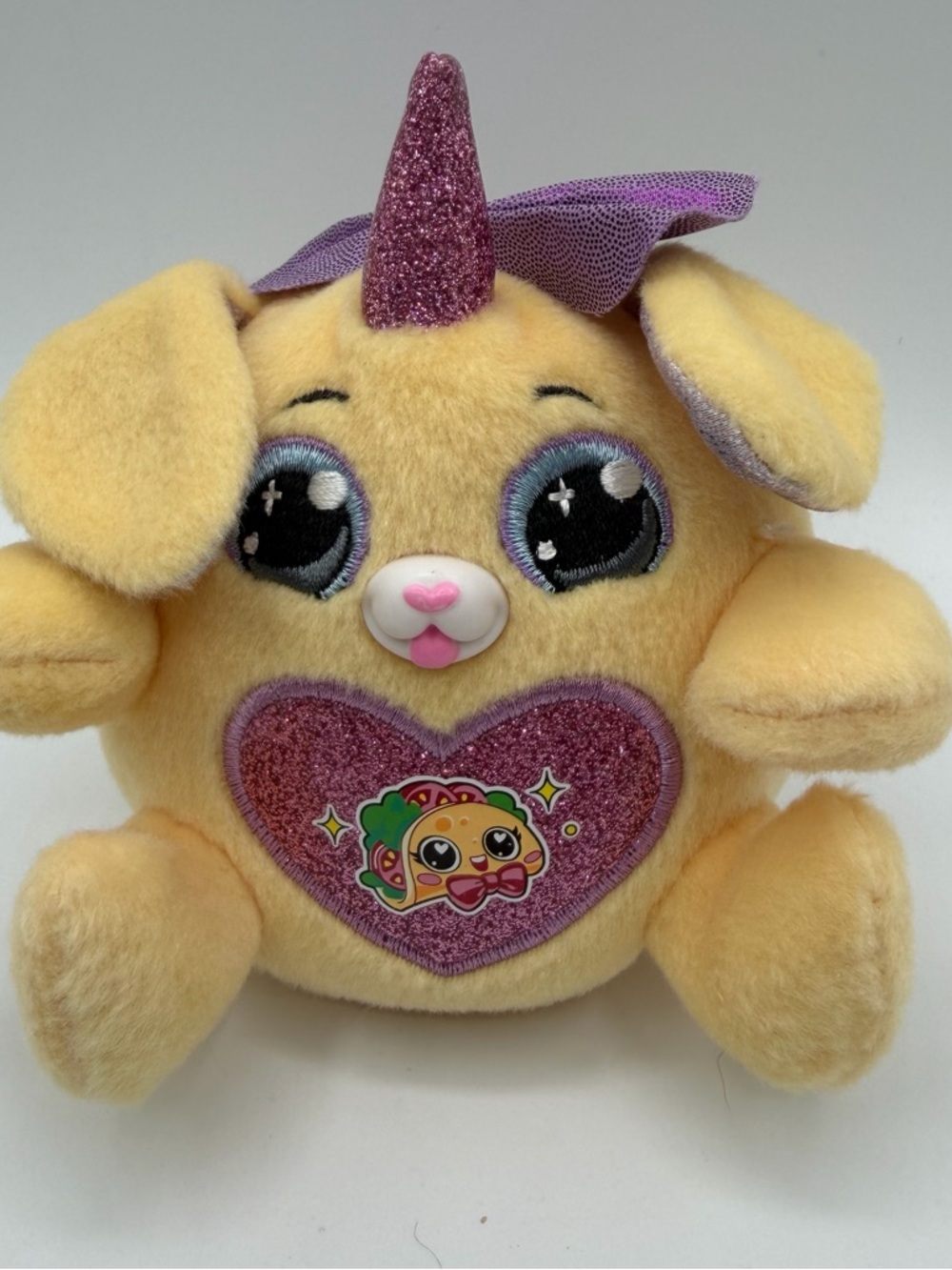 ZURU Rainbocorns Puppycorn Yellow Unicorn Dog Plush 4" Taco Heart
